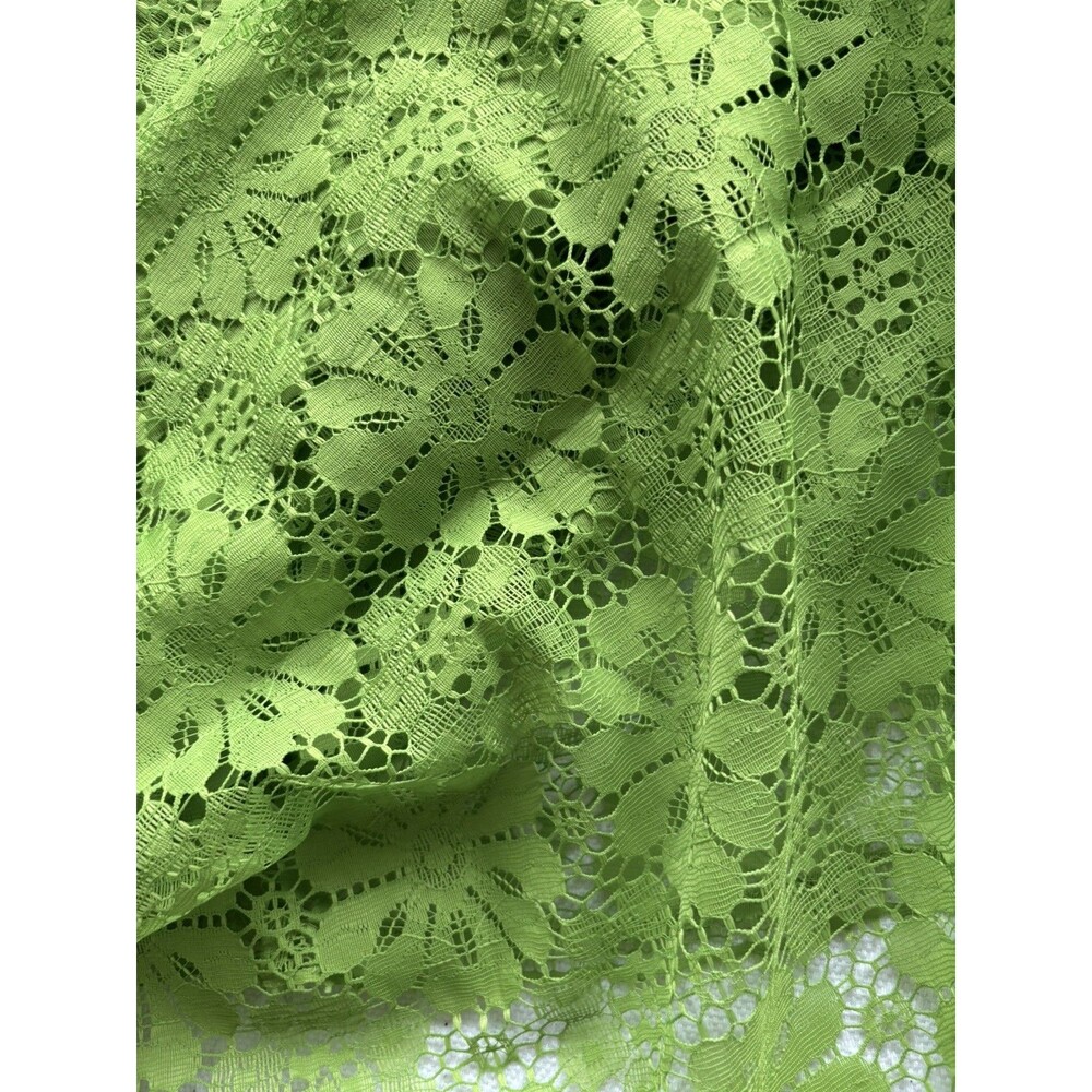 VTG 60’s 70’s Oval Tablecloth Woven Floral Lace Acid Green 58” X 83” MCM Mod
